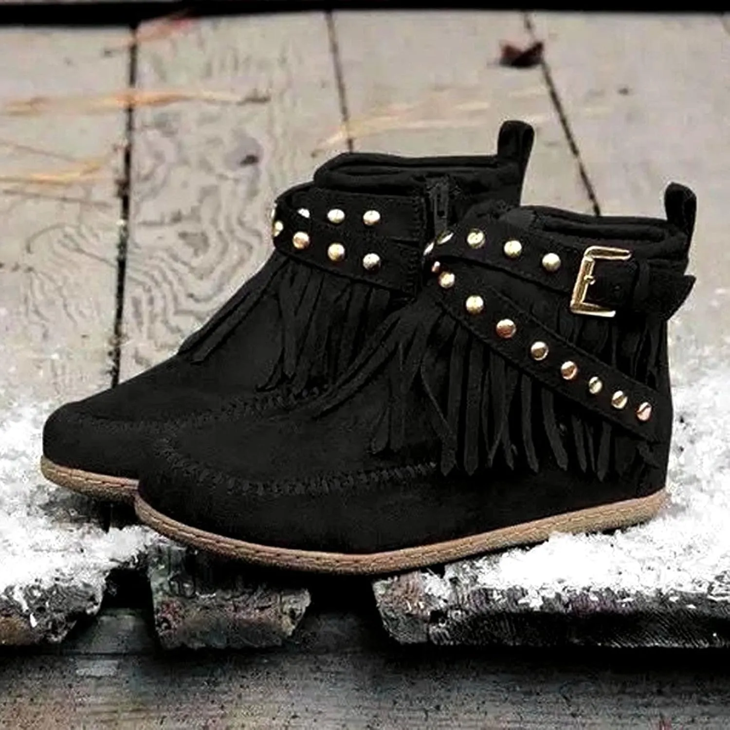 SBGMoSJ Ankle Boots Wedge for Women Leather High Heel Ankle Boots for Women Sexy Blowfish Wedge Booties for Women Short Brown Winter Boots for Women Botas Para Mujer Elegantes Bajitas