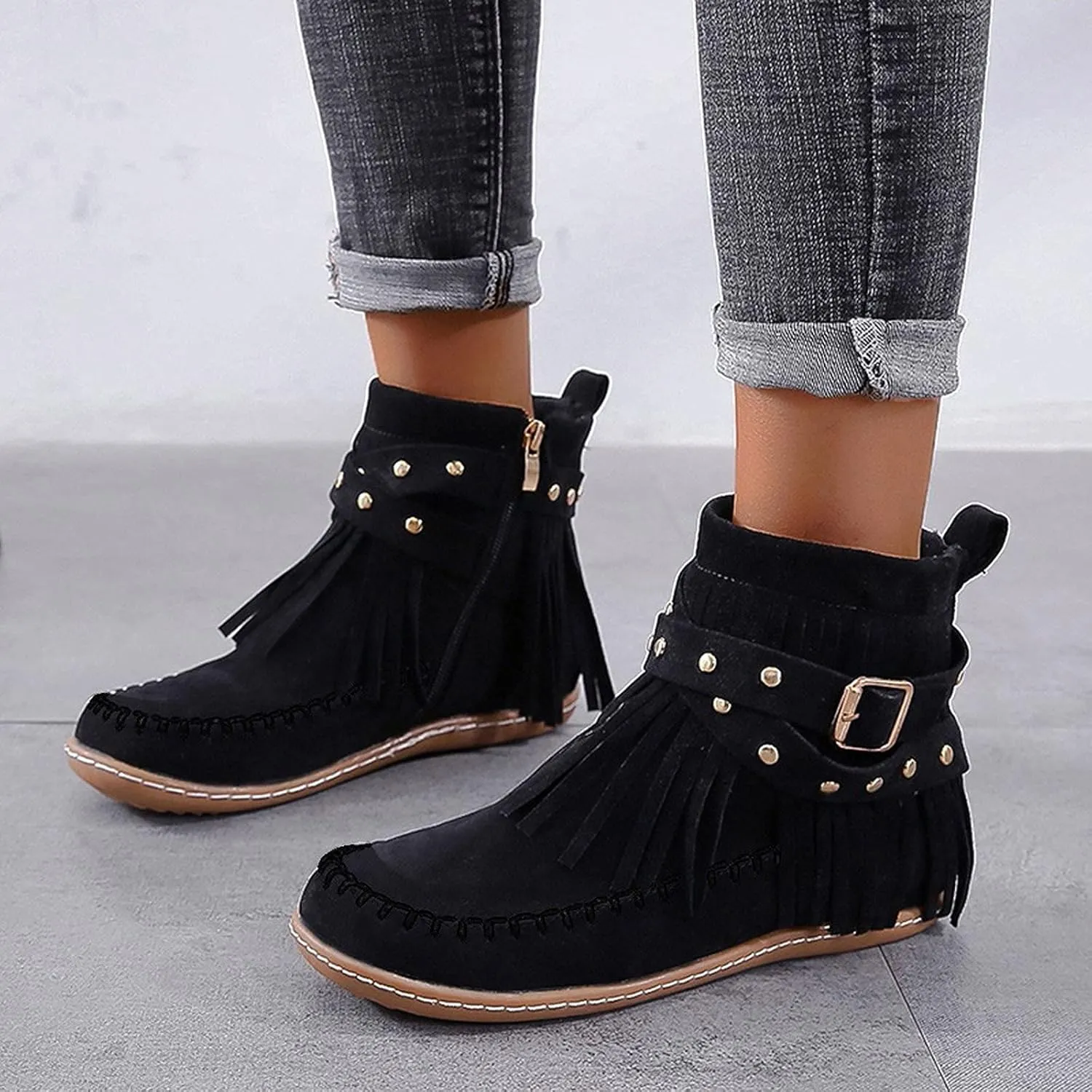 SBGMoSJ Ankle Boots Wedge for Women Leather High Heel Ankle Boots for Women Sexy Blowfish Wedge Booties for Women Short Brown Winter Boots for Women Botas Para Mujer Elegantes Bajitas