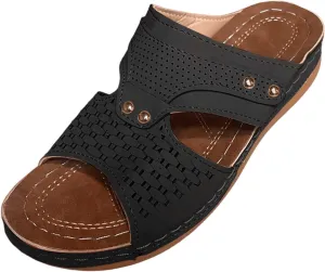 Summer Solid Slip On Casual Open Toe Wedges Comfortable Beach Shoes Sandals Slippers Lady Memory Foam Flip Flop