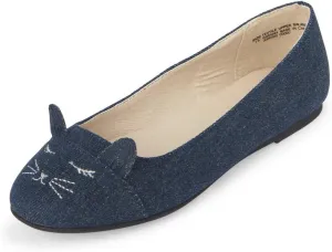 The Children's Place Baby-Girl's Ballet Flat Sandal, Denim, TDDLR 4 M US Little Kid