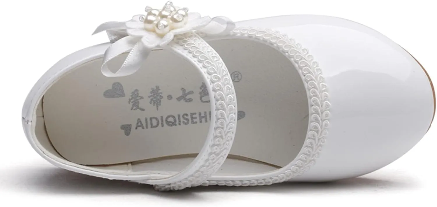 Toddler Girls Floral Ballet Flat Shoes Ballerina Mary Jane Princess Elegant Dress Shoes for Kids Wedding Pary