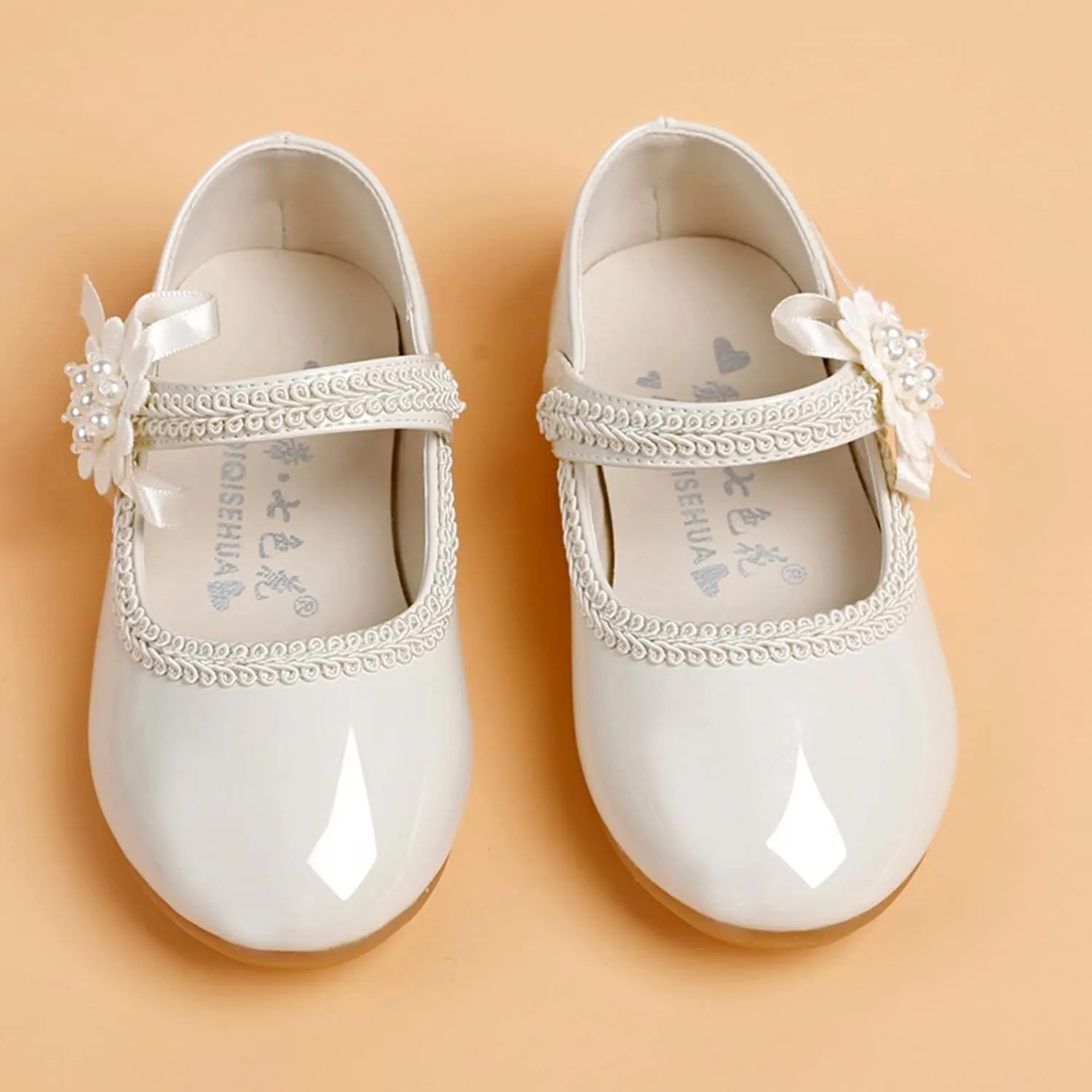 Toddler Girls Floral Ballet Flat Shoes Ballerina Mary Jane Princess Elegant Dress Shoes for Kids Wedding Pary