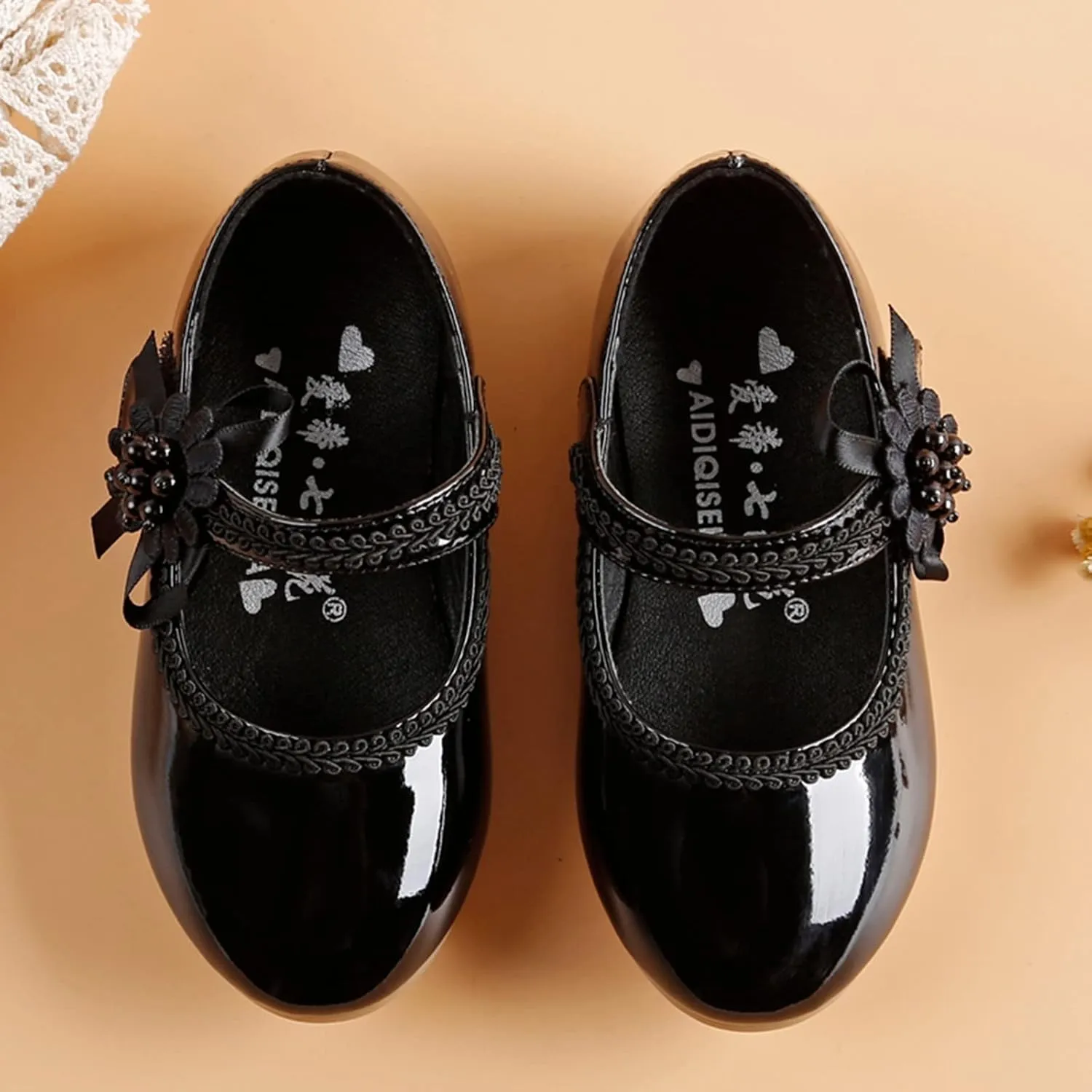 Toddler Girls Floral Ballet Flat Shoes Ballerina Mary Jane Princess Elegant Dress Shoes for Kids Wedding Pary