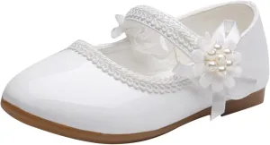 Toddler Girls Floral Ballet Flat Shoes Ballerina Mary Jane Princess Elegant Dress Shoes for Kids Wedding Pary
