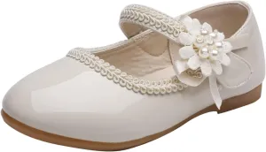 Toddler Girls Floral Ballet Flat Shoes Ballerina Mary Jane Princess Elegant Dress Shoes for Kids Wedding Pary