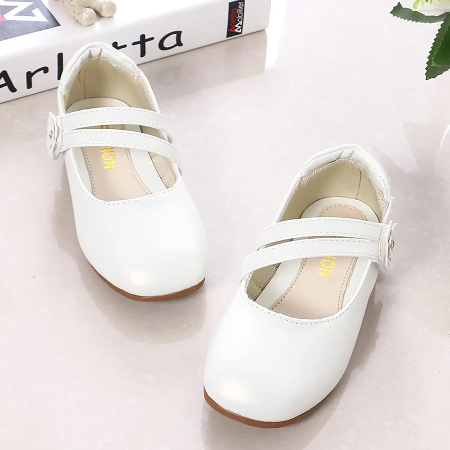 Toddler Girls Strap Dress Shoes Ballerina Flat Mary Jane Elegant Wedding Flower Slip on Sneaker Toddler Girl 6