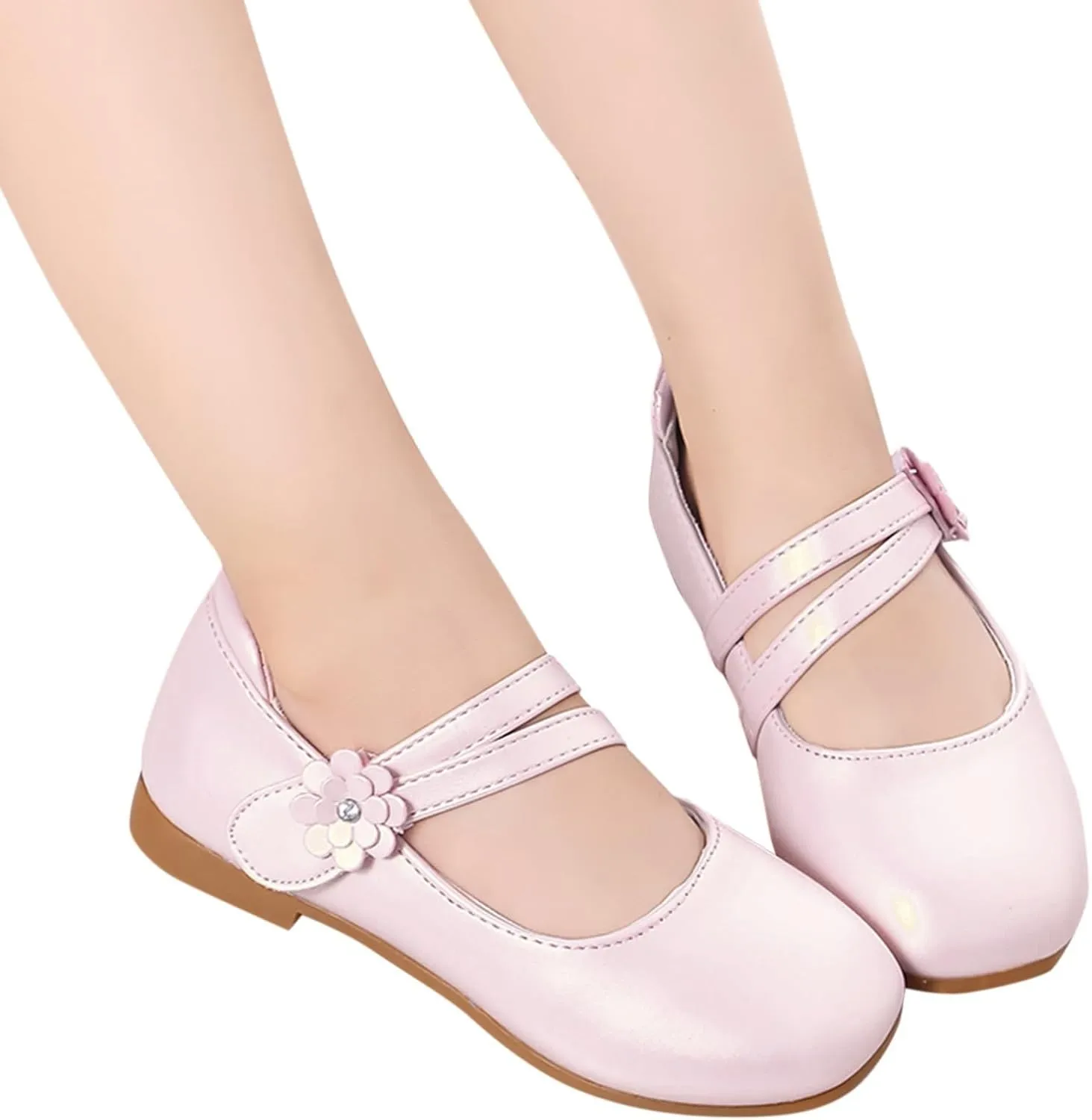 Toddler Girls Strap Dress Shoes Ballerina Flat Mary Jane Elegant Wedding Flower Slip on Sneaker Toddler Girl 6