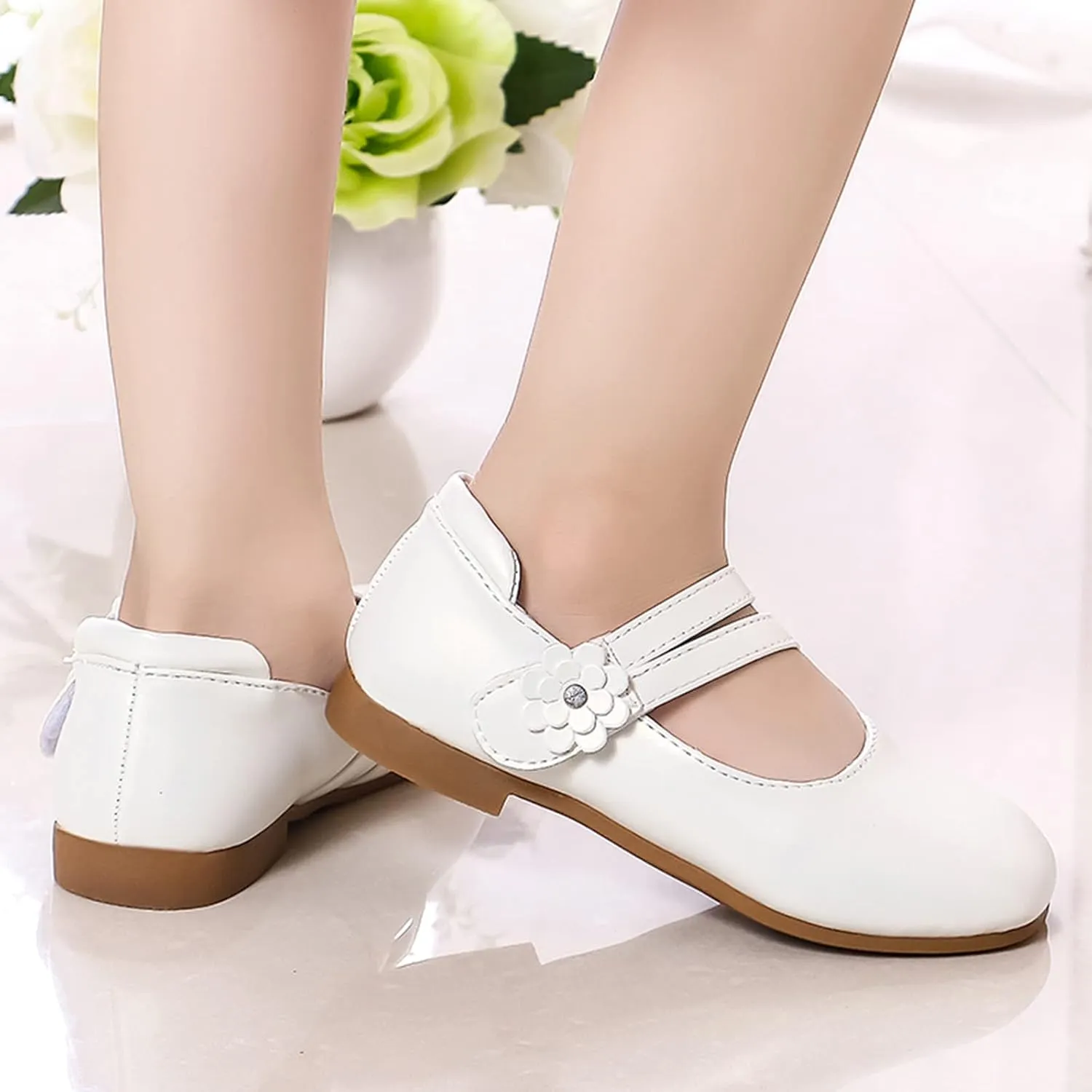 Toddler Girls Strap Dress Shoes Ballerina Flat Mary Jane Elegant Wedding Flower Slip on Sneaker Toddler Girl 6