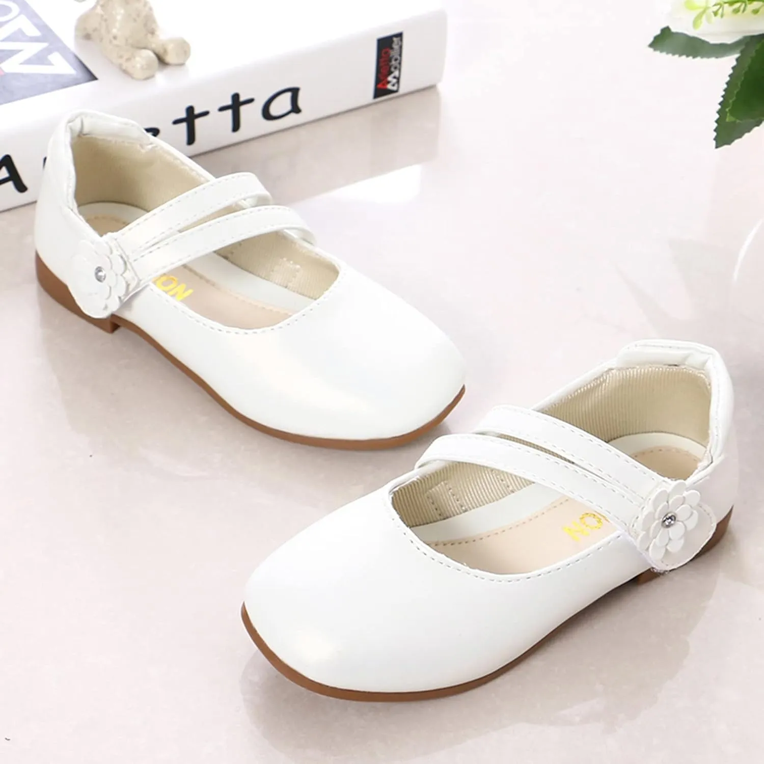 Toddler Girls Strap Dress Shoes Ballerina Flat Mary Jane Elegant Wedding Flower Slip on Sneaker Toddler Girl 6