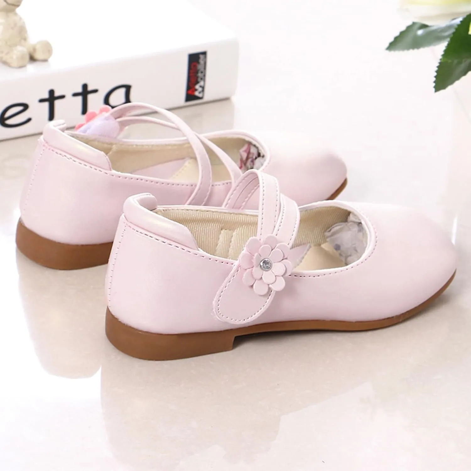 Toddler Girls Strap Dress Shoes Ballerina Flat Mary Jane Elegant Wedding Flower Slip on Sneaker Toddler Girl 6