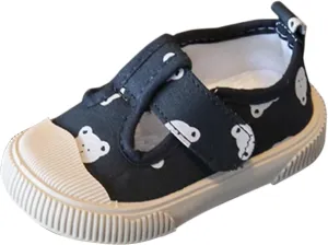 Toddler Girls T-Strap Canvas Sneakers for Little-Kids Lightweight Comfortable Classic Non-Slip Flat Casual Shoes