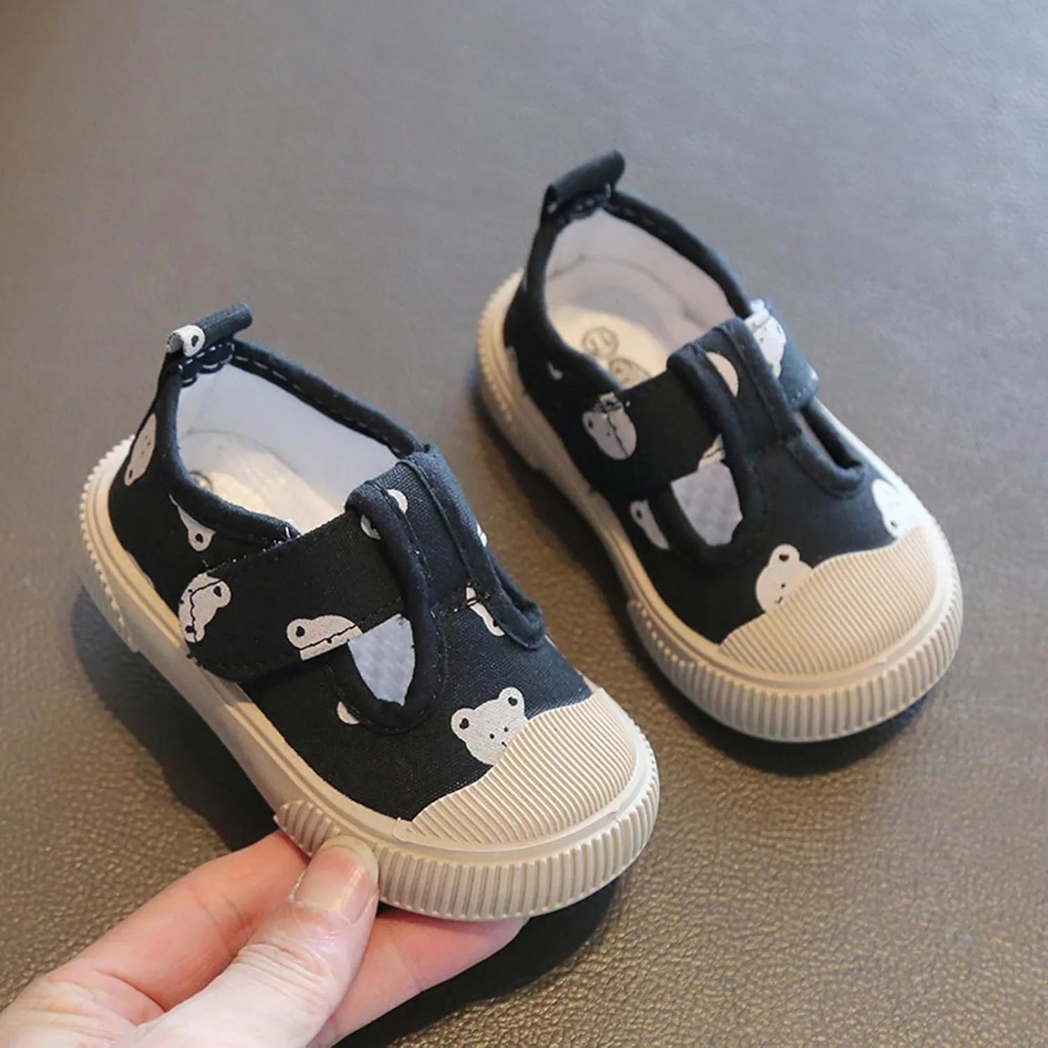 Toddler Girls T-Strap Canvas Sneakers for Little-Kids Lightweight Comfortable Classic Non-Slip Flat Casual Shoes