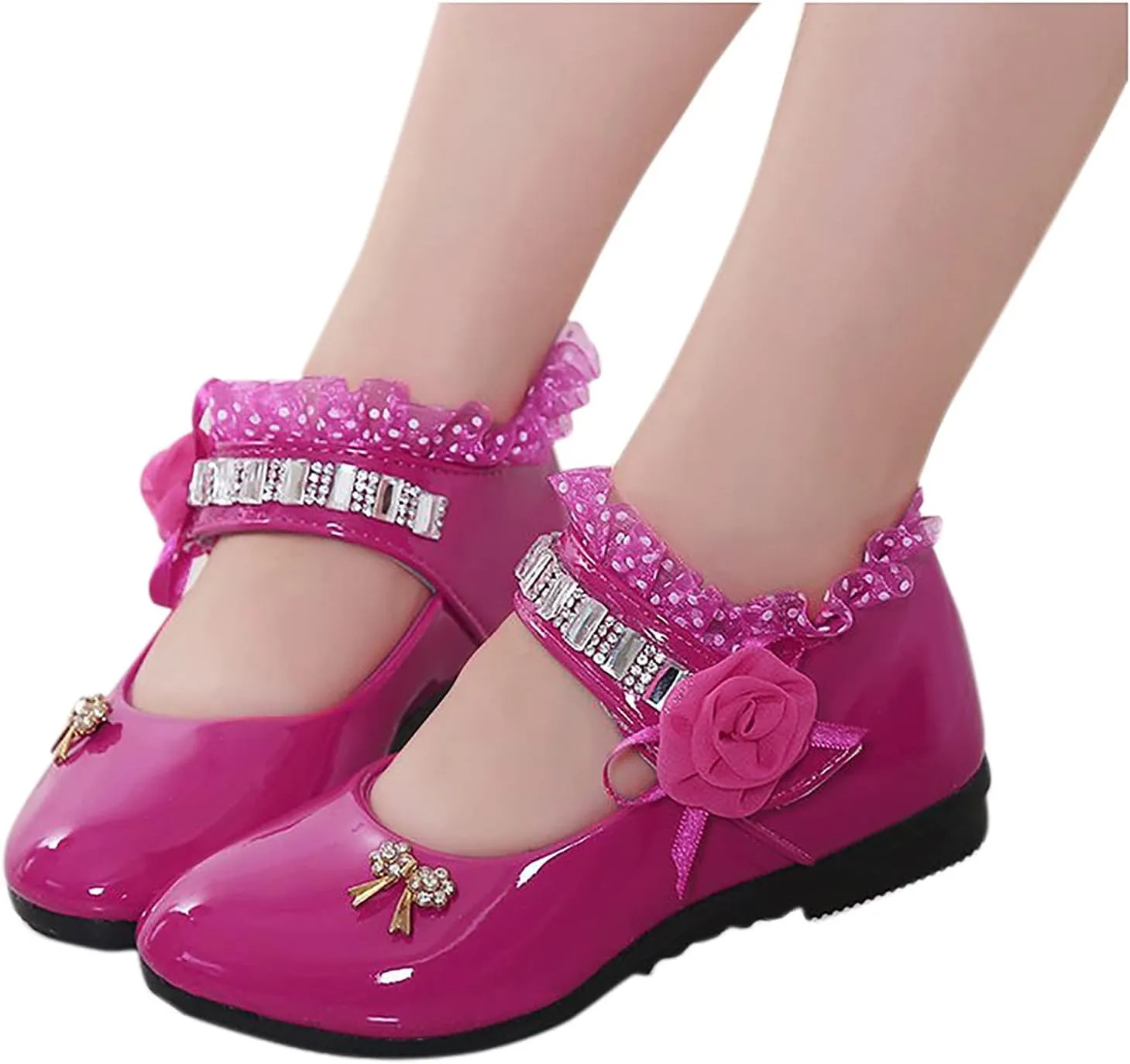 Toddler Princess Flower Lace Mary Jane Dance Shoes xfords Leather Soft Sweet Elegant Flat Shoes for Kids Girls