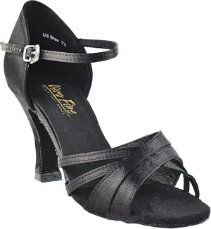 Very Fine Women's Ballroom Dance Shoes Tango Wedding Salsa Dance Shoes Black Satin 6030EB Comfortable Dance Shoes 3" Heel 7.5 M US [Bundle of 5]