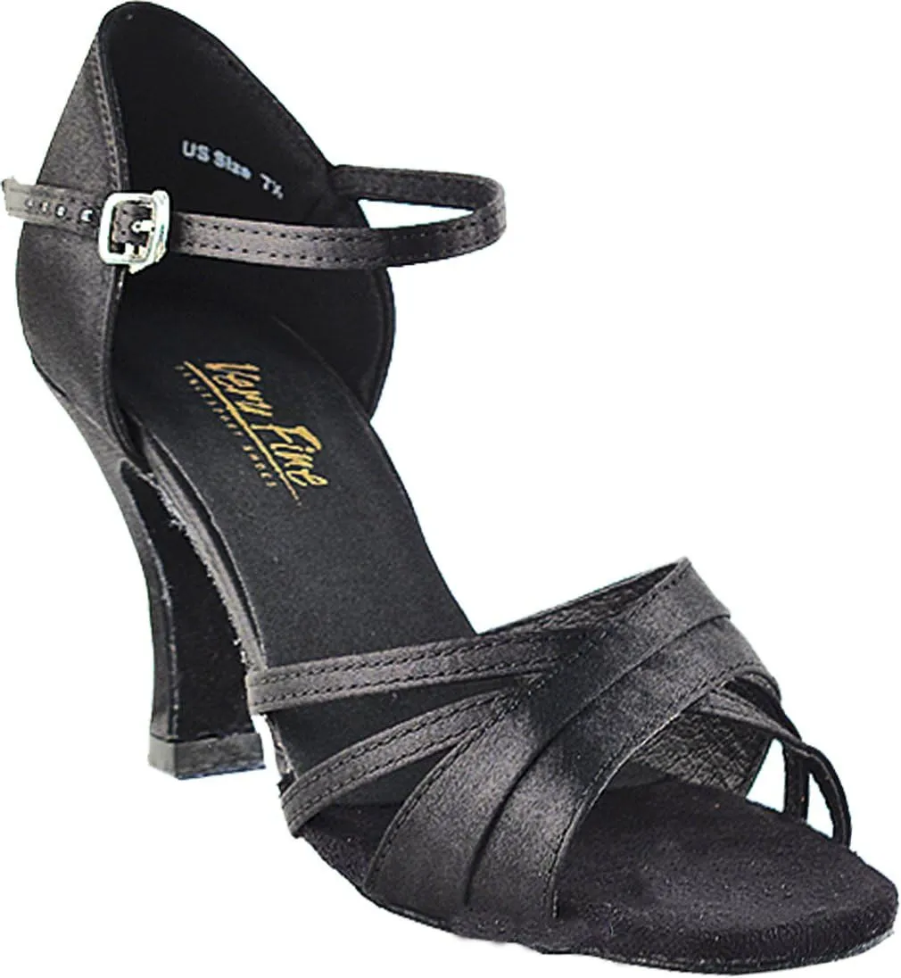 Very Fine Women's Ballroom Dance Shoes Tango Wedding Salsa Dance Shoes Black Satin 6030EB Comfortable Dance Shoes 3" Heel 7.5 M US [Bundle of 5]