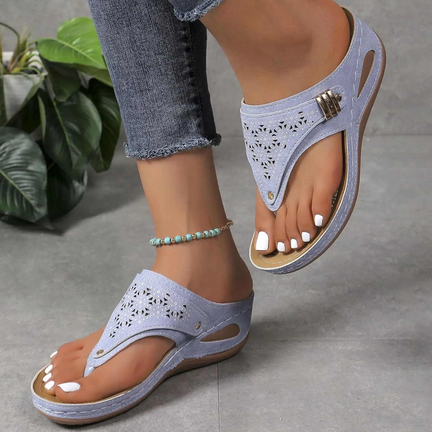 Walking Sandals Women Comfort Orthopedic Wedge Sandals Lightweight Mesh Sport Slides Sandals Arch Support Flip Flops