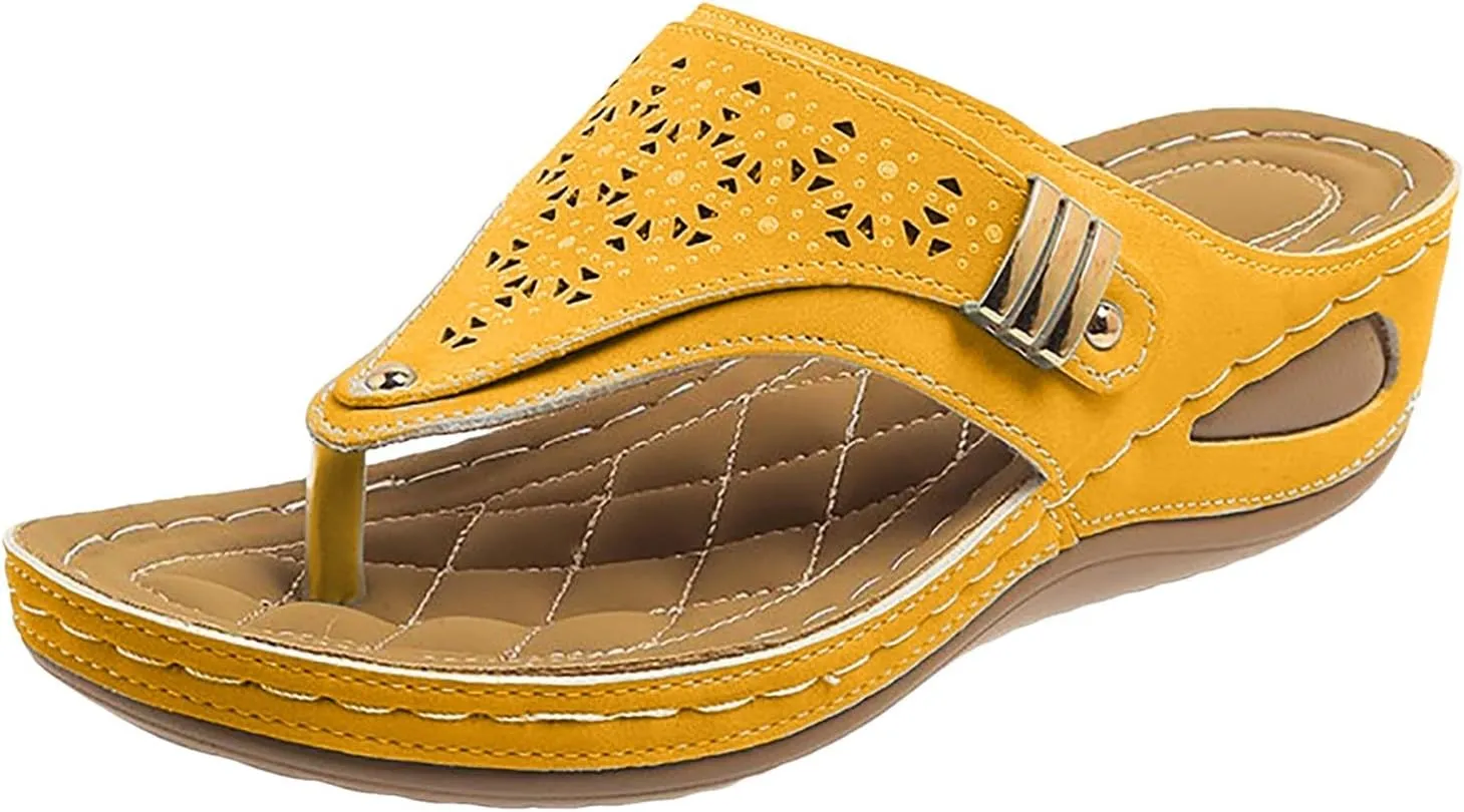 Walking Sandals Women Comfort Orthopedic Wedge Sandals Lightweight Mesh Sport Slides Sandals Arch Support Flip Flops