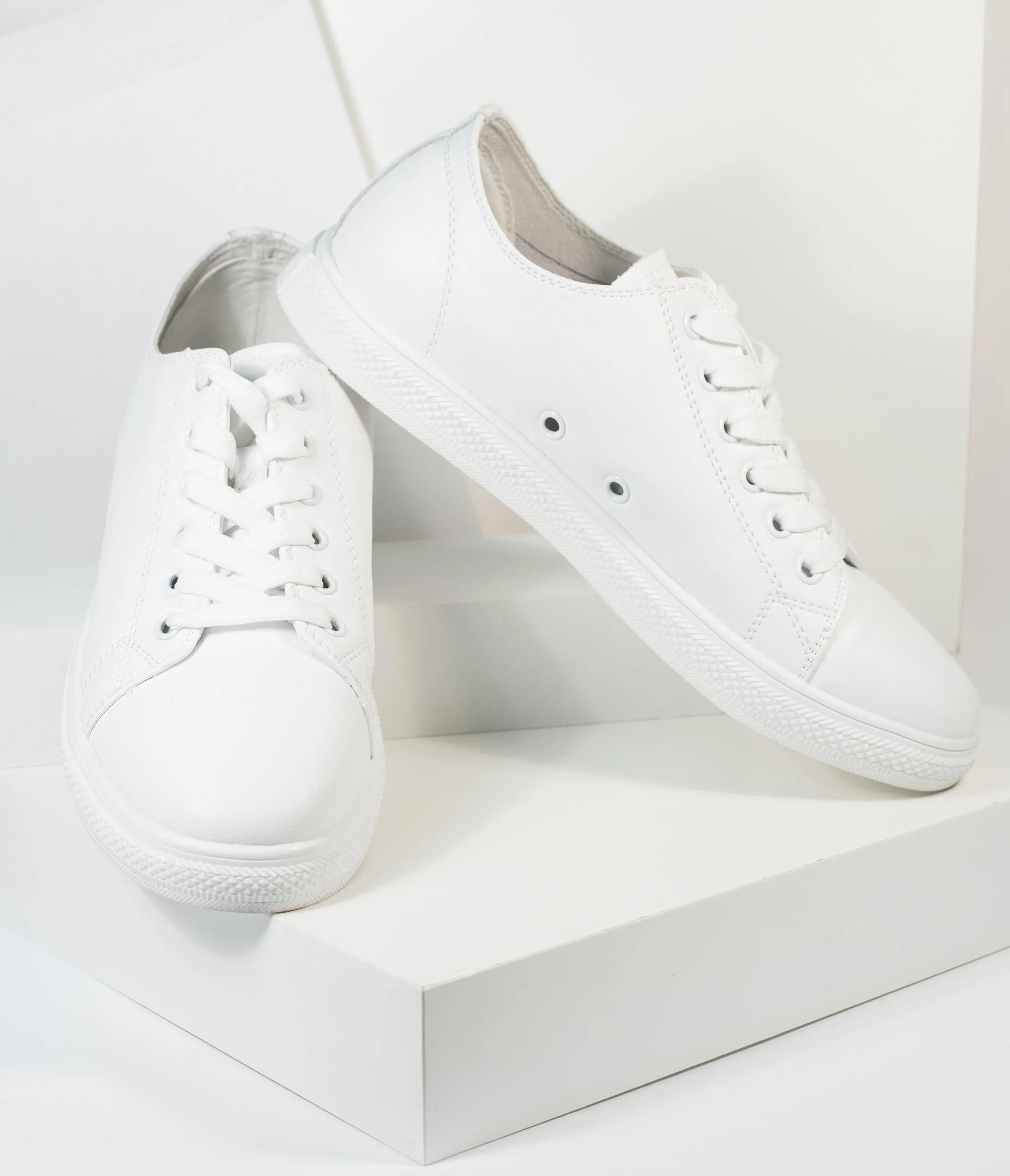 White Leatherette Classic Sneakers