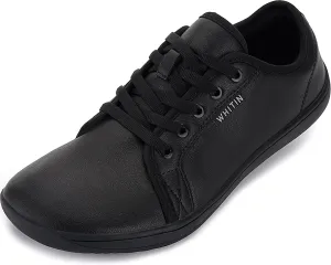 WHITIN Women's Canvas/Leather Barefoot Shoes | Wide Width Minimalist Sneakers | Classic Fit Low Top