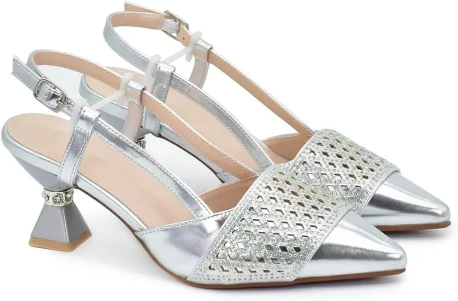 Women Shoes and Bags Set Decorated with Rhinestone Luxury Designer Elegant Heeled Shoes for Party