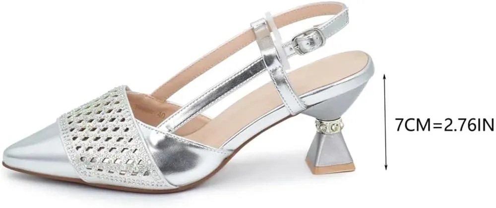 Women Shoes and Bags Set Decorated with Rhinestone Luxury Designer Elegant Heeled Shoes for Party