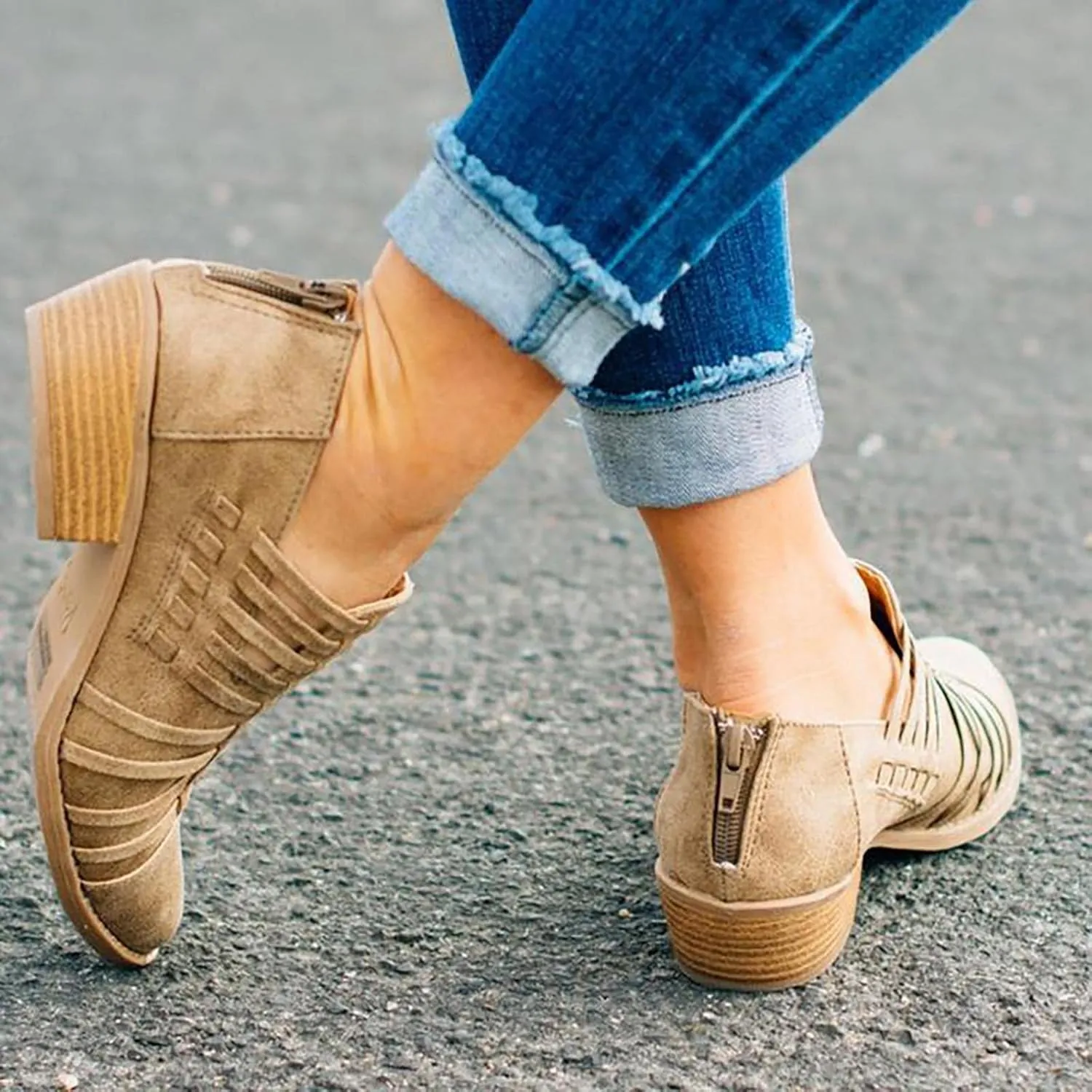 Women Thick Soles Sandals Summer New Pattern Fashion Casual Chunky Heel Buckle Strap pump Shoes Roman Versatile Elegant Wide Feet Retro Non Slip Trendy Battle Dress Non light ballet B87-Khaki