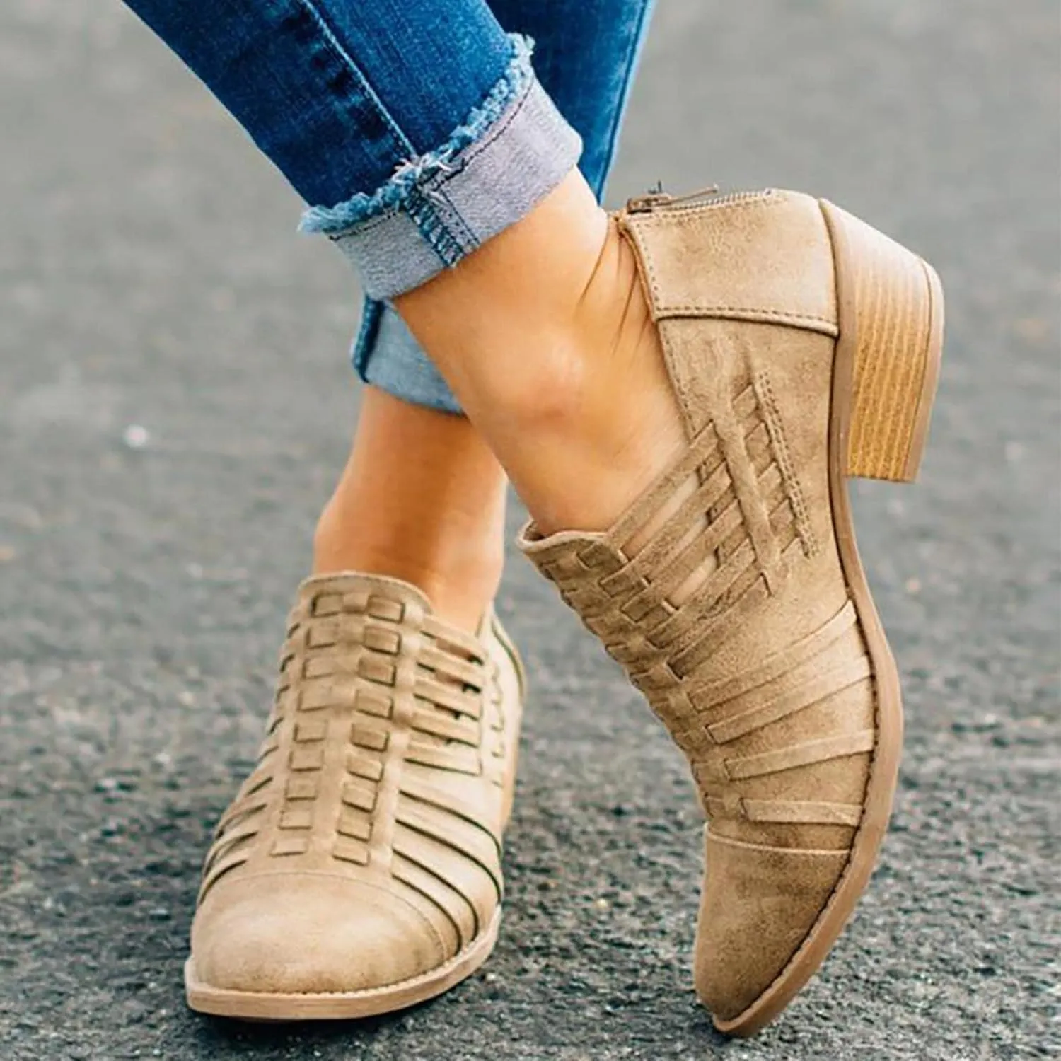 Women Thick Soles Sandals Summer New Pattern Fashion Casual Chunky Heel Buckle Strap pump Shoes Roman Versatile Elegant Wide Feet Retro Non Slip Trendy Battle Dress Non light ballet B87-Khaki