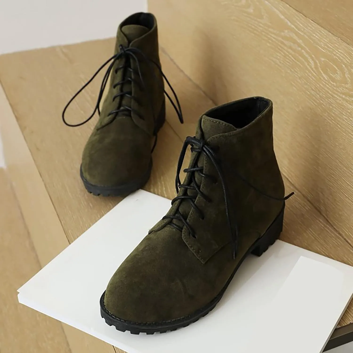 Women's Ankle Boots & Booties Comfortable Wide Width Booties Short Western Boots for Women Walking Shoes Women Fashion Round Toe Cut Out Chunky Stacked Heel Slip on