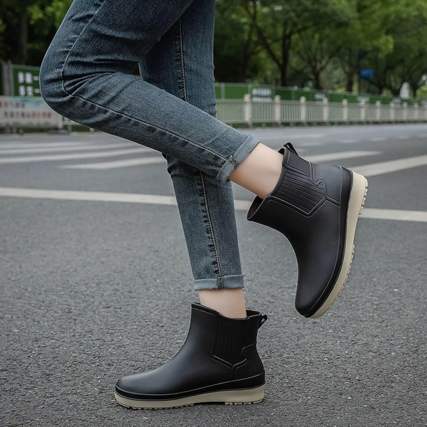 Womens Ankle Rain Boots Ladies Winter Spring Garden Fashionable Low Top and Rain Boots Muddy Boots Women