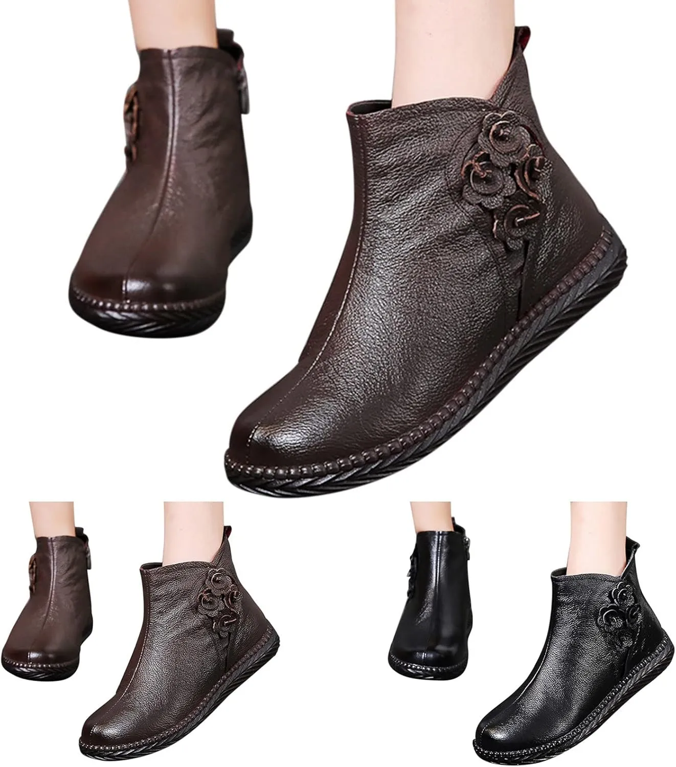 Womens Boots Fall 2024 Ankle Womens Booties with Heel Black Womens Cowboy Boots Womens Bootie with Heel Round Toe Pointed Toe