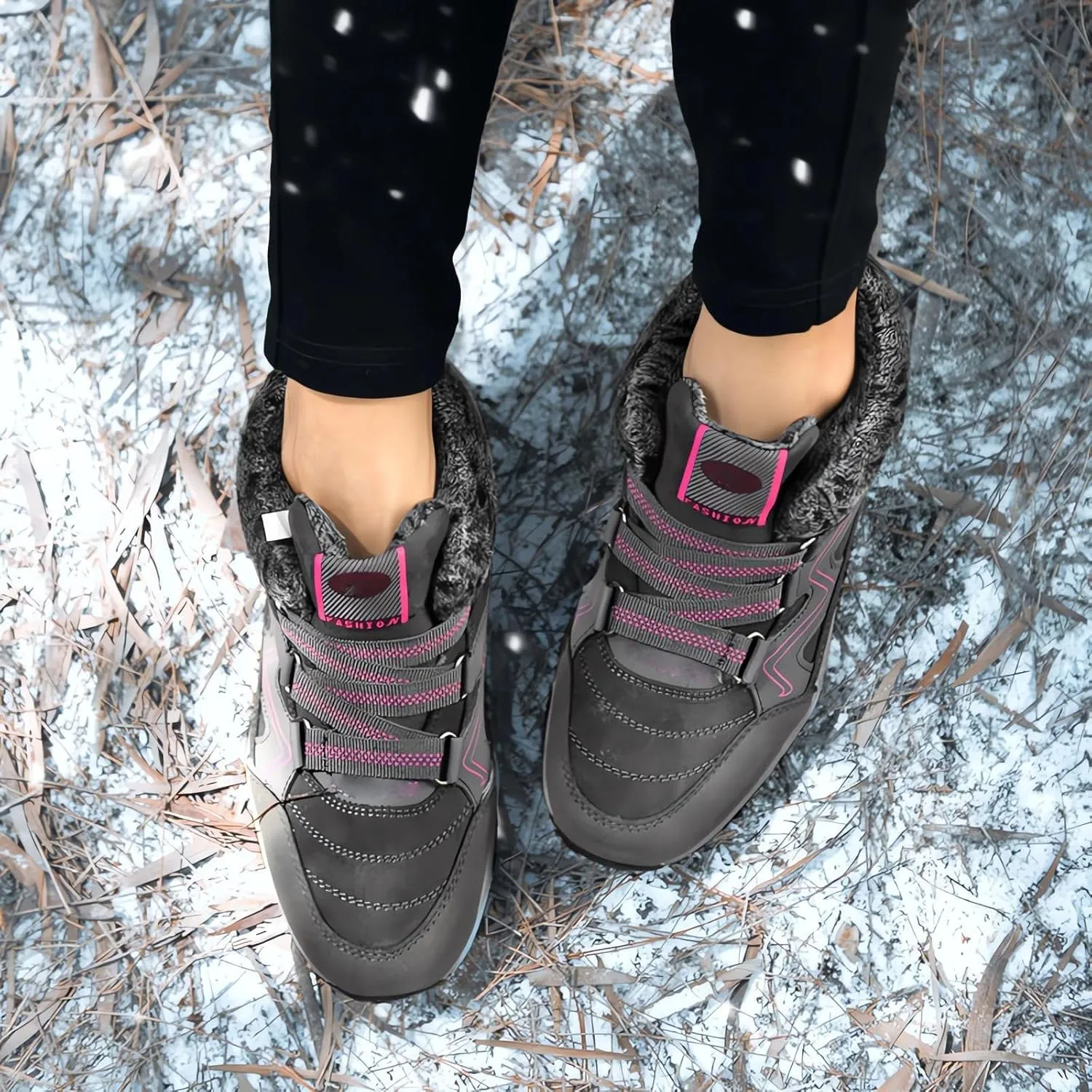 Womens Boots Snow Snow Boots Women Waterproof Insulated with Heel Cup Boots Women Winter Fuzzy Womens Waterproof Boots Tall Zipper Botas De Invierno Contra Agua Mujer