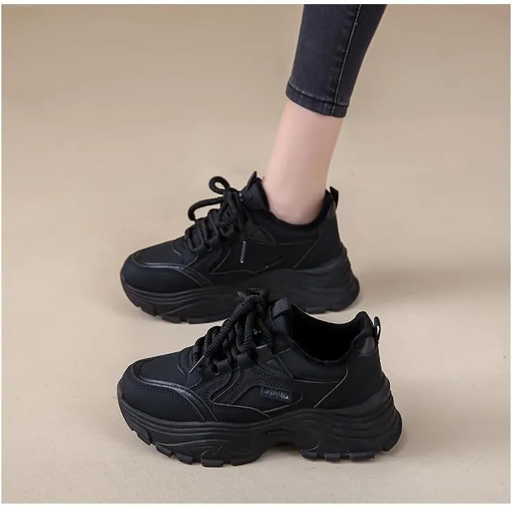 Womens Chunky Sneakers Walking Athletic Casual Shoes Lace-up Air Mesh Tennis Shoes Treny Dad Sneakers
