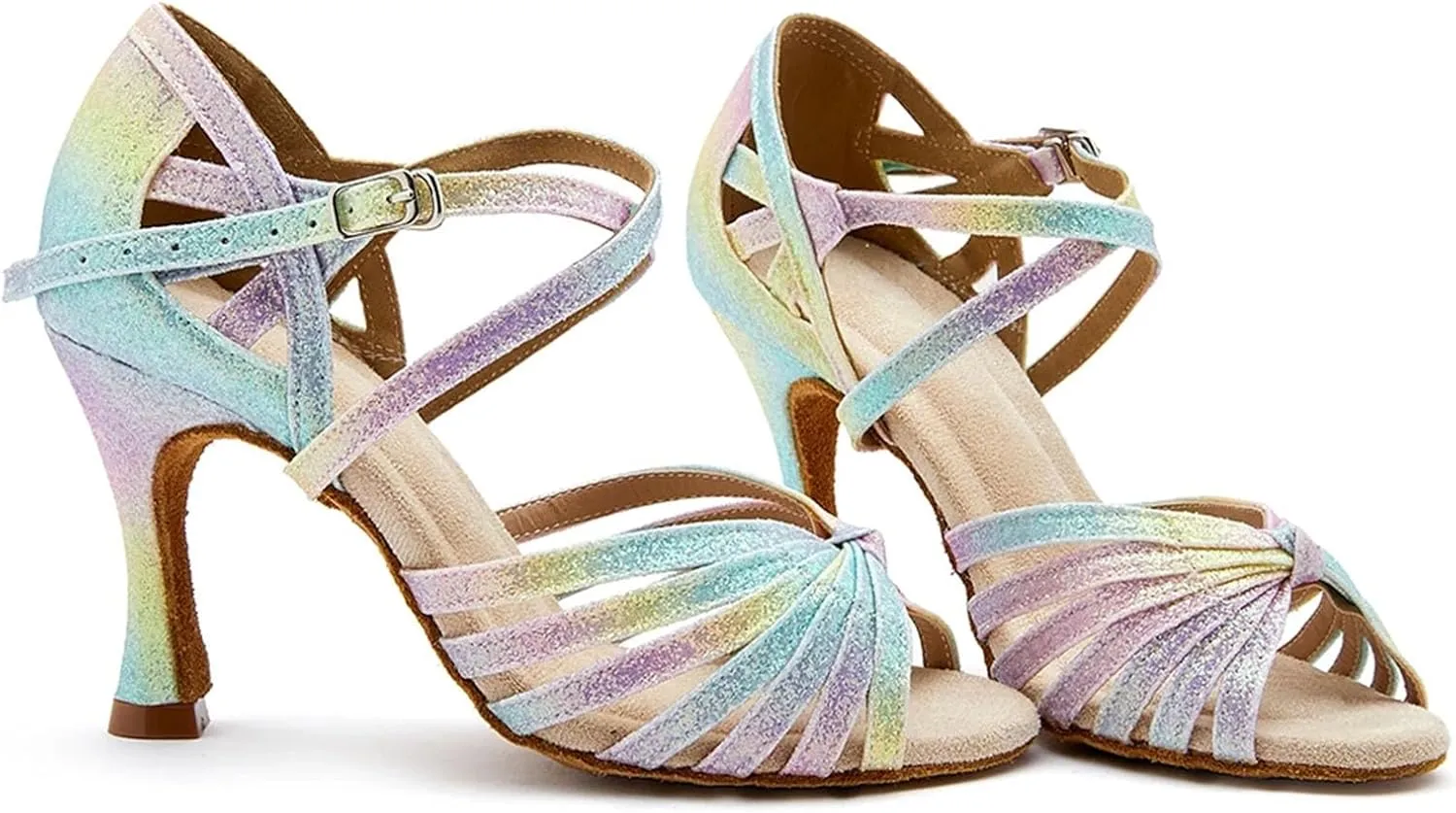 Women's Colored Latin Dance Shoes - Soft Sole Latex Salsa Ballroom Party Sandals, 10CM/3.9Inch Heel Height