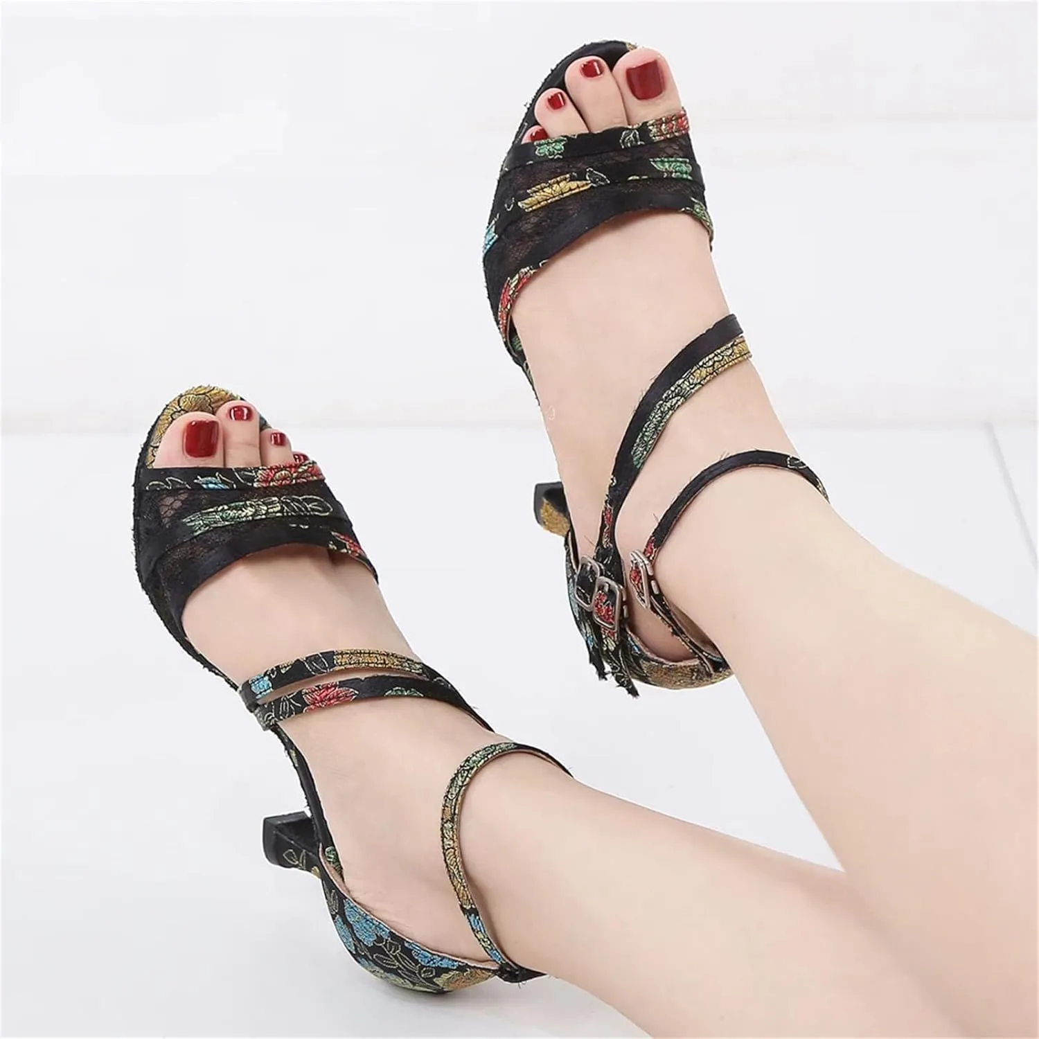 Women's Dance Training Sandals - Waltz Tango Salsa High Heels, 10CM/3.9Inch Heel Height