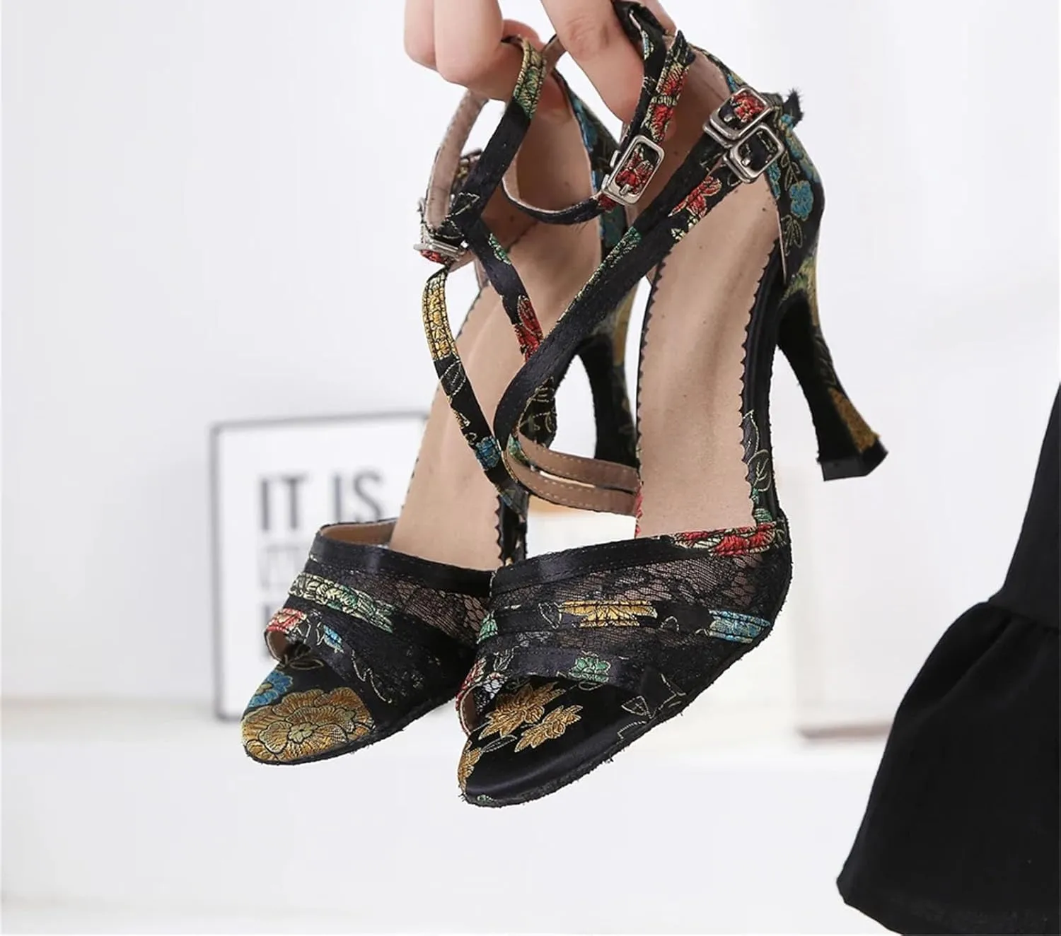 Women's Dance Training Sandals - Waltz Tango Salsa High Heels, 10CM/3.9Inch Heel Height