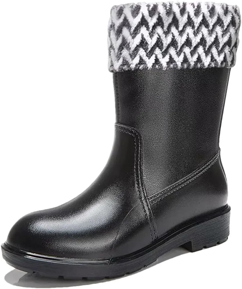Women's Fashionable With A Detachable Liner Waterproof Anti-Slipsuitable Rain Boots Mid Top