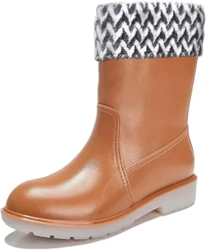 Women's Fashionable With A Detachable Liner Waterproof Anti-Slipsuitable Rain Boots Mid Top