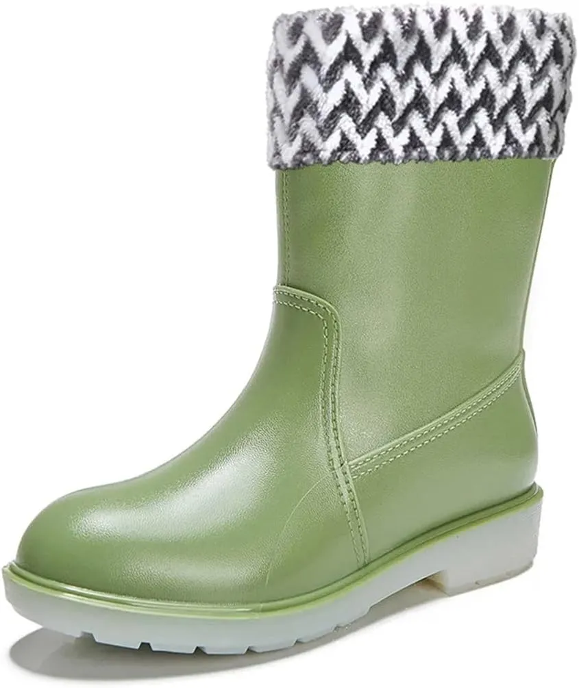 Women's Fashionable With A Detachable Liner Waterproof Anti-Slipsuitable Rain Boots Mid Top