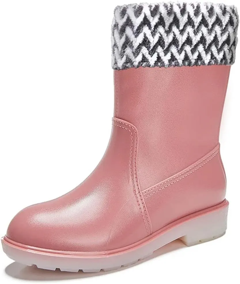 Women's Fashionable With A Detachable Liner Waterproof Anti-Slipsuitable Rain Boots Mid Top