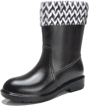 Women's Fashionable With A Detachable Liner Waterproof Anti-Slipsuitable Rain Boots Mid Top
