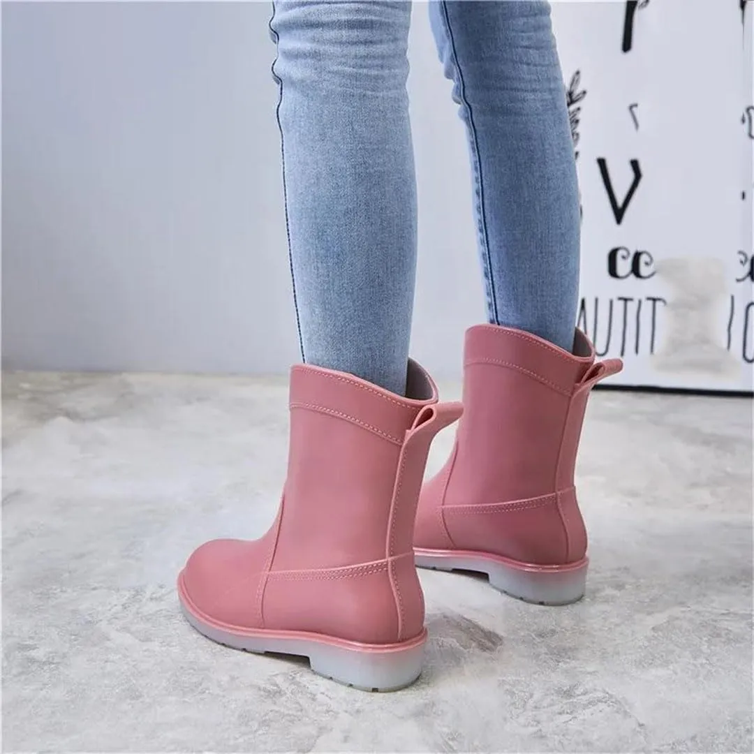 Women's Fashionable With A Detachable Liner Waterproof Anti-Slipsuitable Rain Boots Mid Top