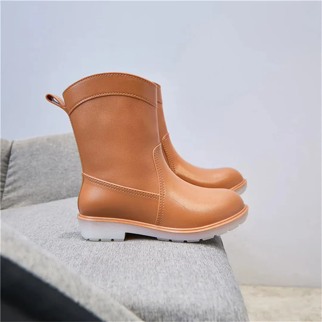 Women's Fashionable With A Detachable Liner Waterproof Anti-Slipsuitable Rain Boots Mid Top