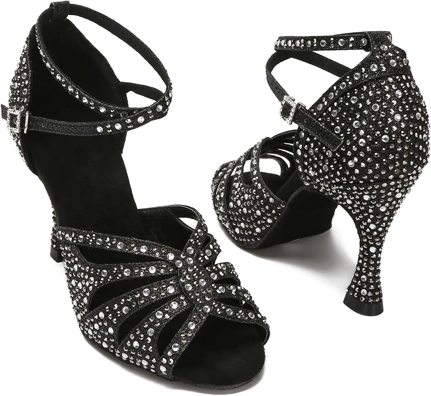 Women's Golden Latin Dance Shoes - Tango Salsa Rumba Ballroom Elegant Wedding Sandals, 10CM/3.9Inch Heel Height