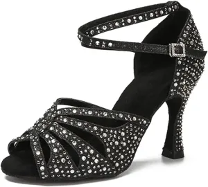 Women's Golden Latin Dance Shoes - Tango Salsa Rumba Ballroom Elegant Wedding Sandals, 10CM/3.9Inch Heel Height