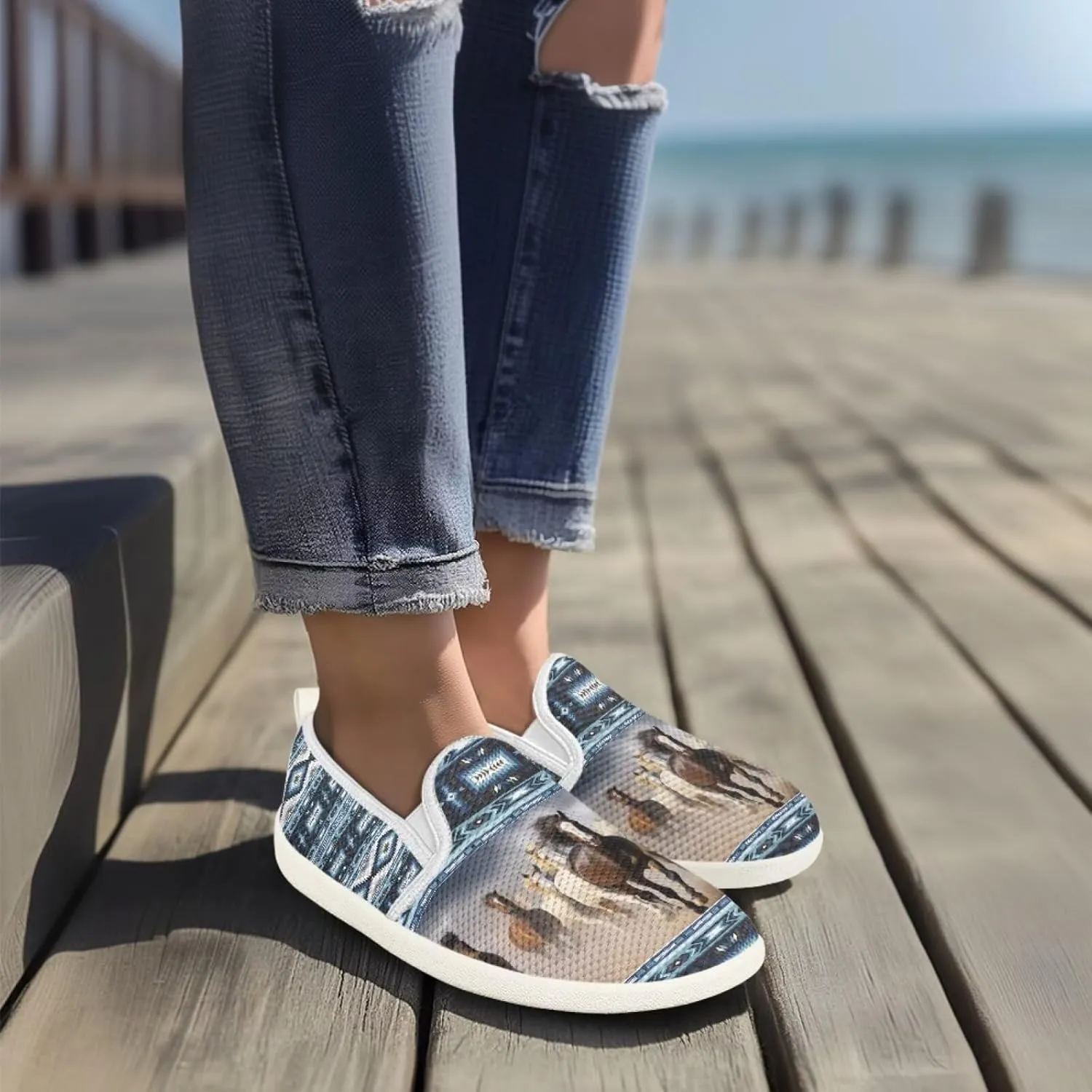 Women's Horse Driving Shoes Work Flats Loafers Mesh Tennis Shoes Walking Office Business Loafer