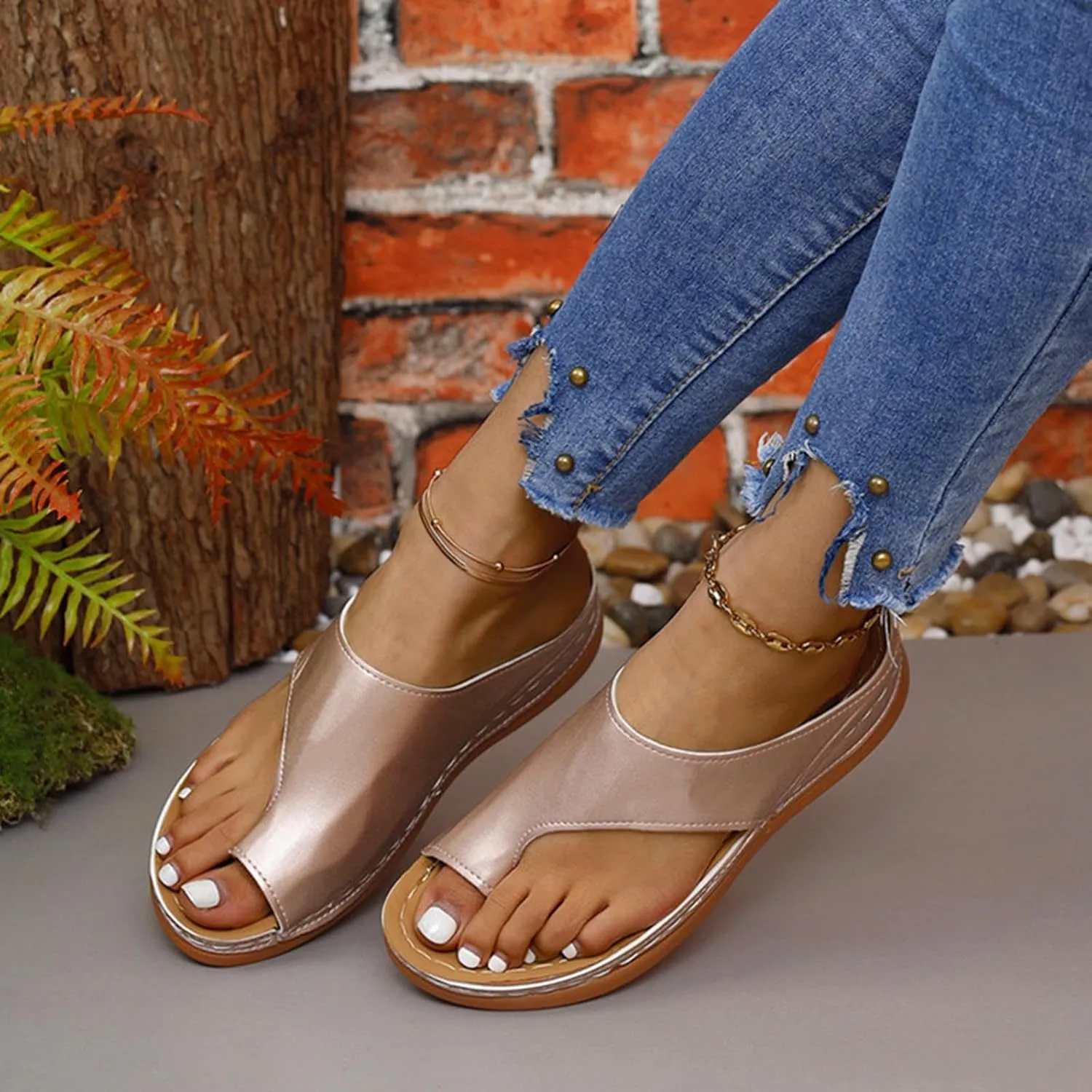 Women's Large Size Casual Sandal Slippers Clip Toe Slope Heel Fish Mouth Sandals Beach Solid Color Sandal Slippers