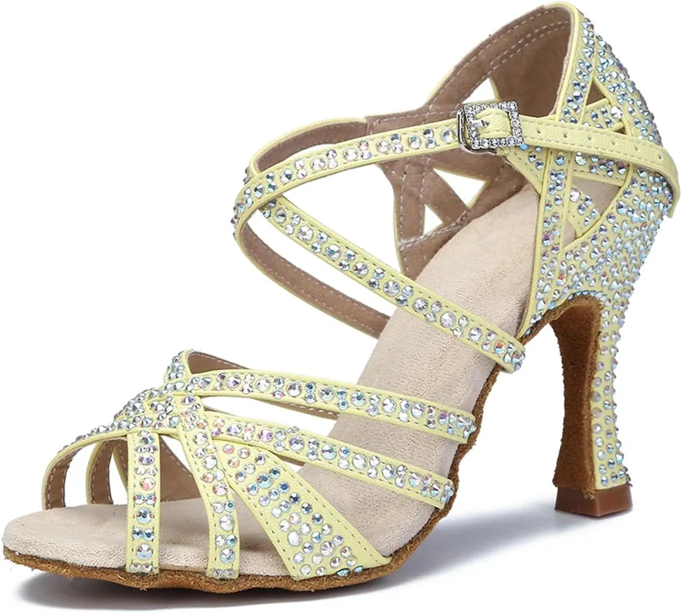 Women's Latin Dance Shoes - Salsa Ballroom Party Performance Purple Wedding Sandals, 10CM/3.9Inch Heel Height