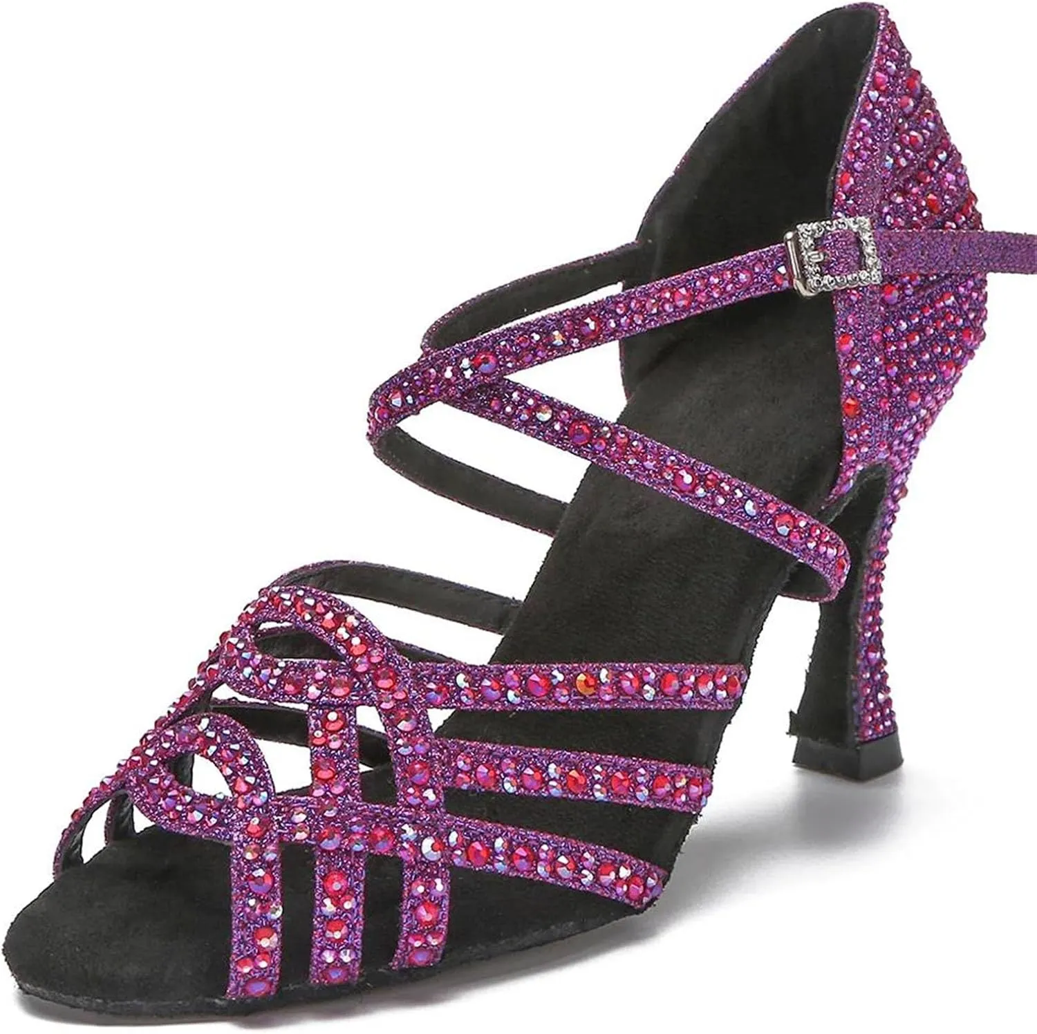 Women's Latin Dance Training Shoes - Tango Ballroom Rhinestone Wedding Heels, 10CM/3.9Inch Heel Height