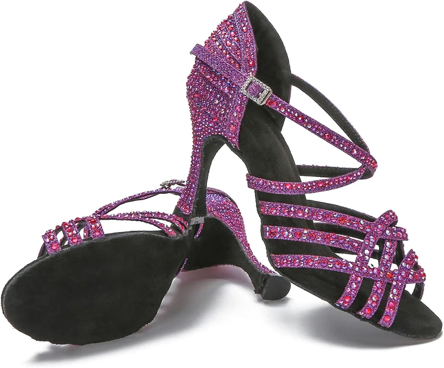 Women's Latin Dance Training Shoes - Tango Ballroom Rhinestone Wedding Heels, 10CM/3.9Inch Heel Height