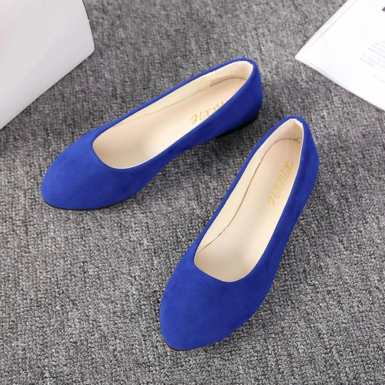 Women's Low Heel Pointed Toe Flat Shoes Comfortable Flat Shoes Casual Soft One Foot Stirrup Elegant Suede Flat Shoes